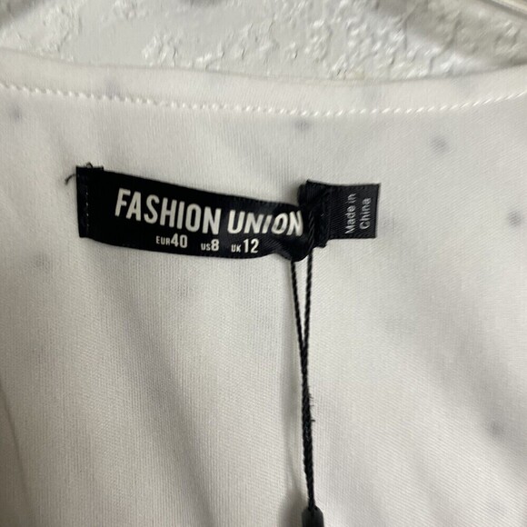 ASOS Fashion Union Wrap Dress White Pink Floral Polka Dot NWT Sz US 8 UK 12 - Picture 7 of 16
